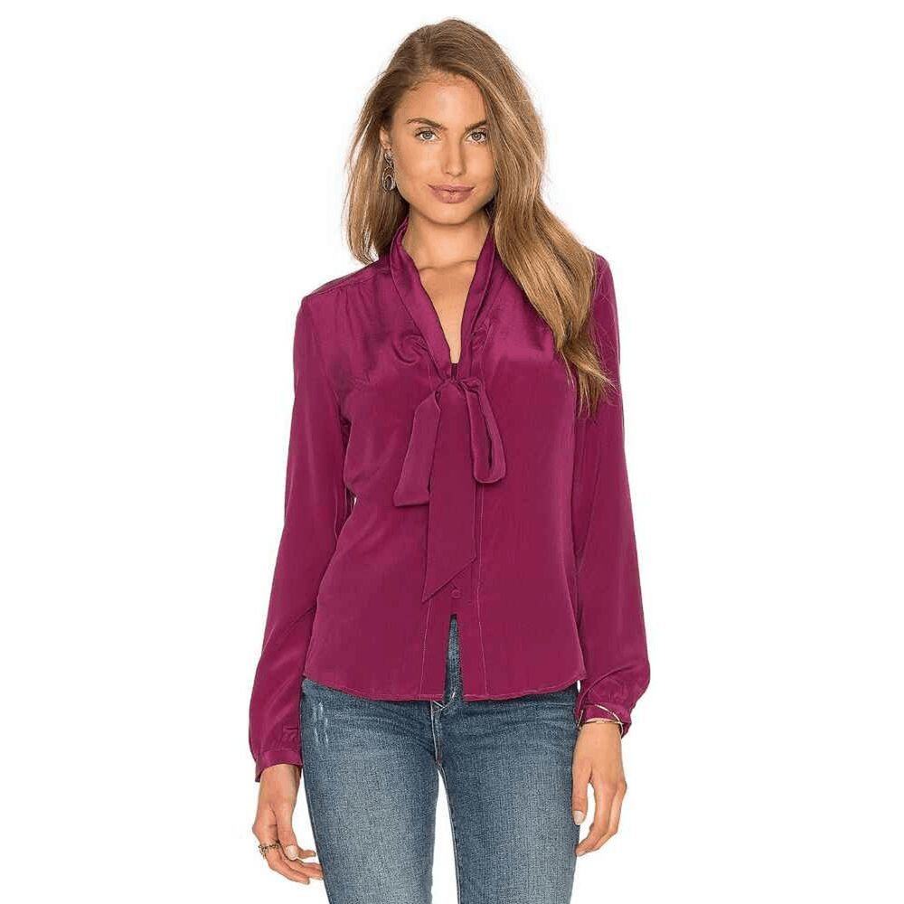 NWT Yumi Kim Womens Burgundy Red Long Sleeve Fit To Be Tied Top Size L